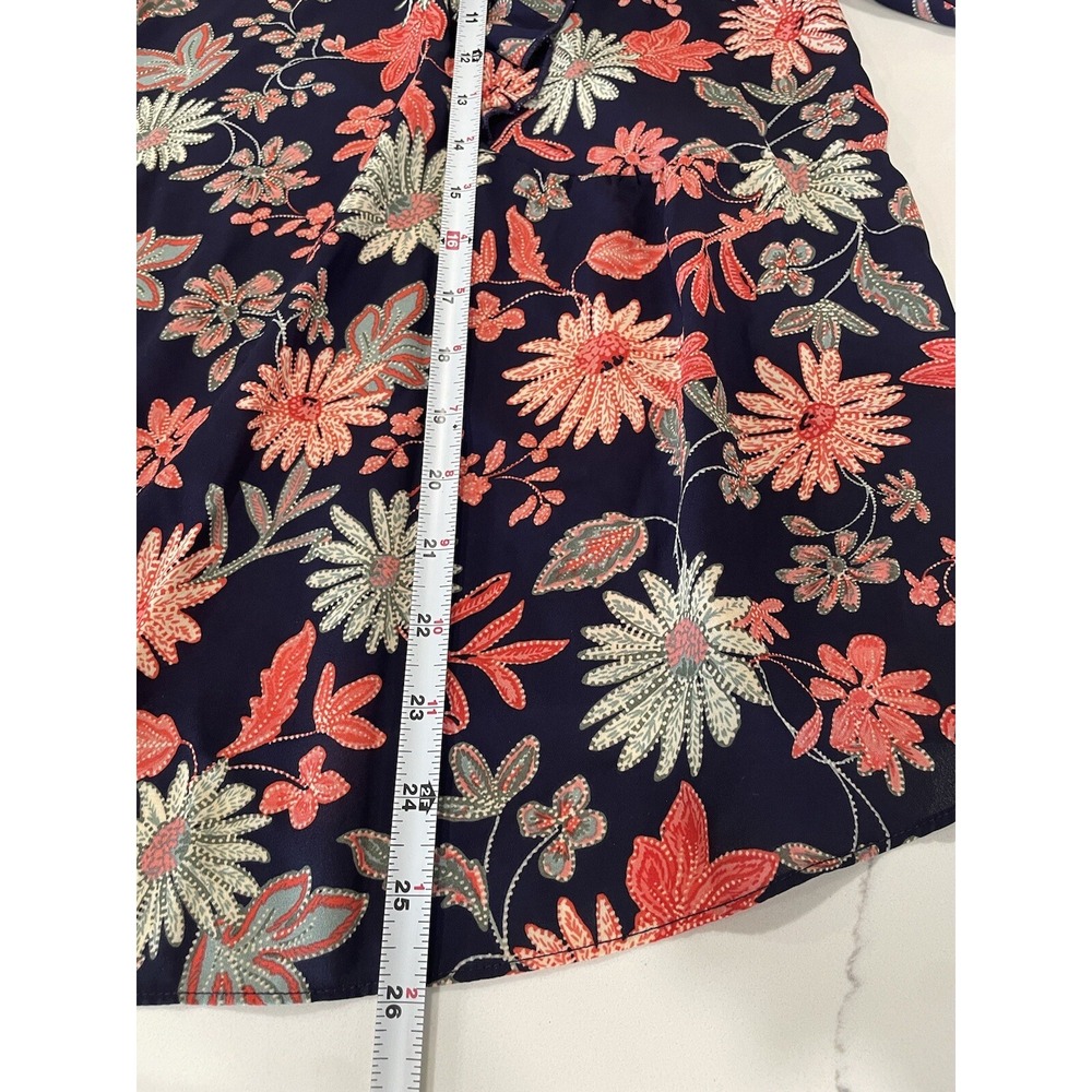 Nanette Lepore Anthropologie‎ Women's L Navy Floral Spring Top Blouse - Picture 6 of 7